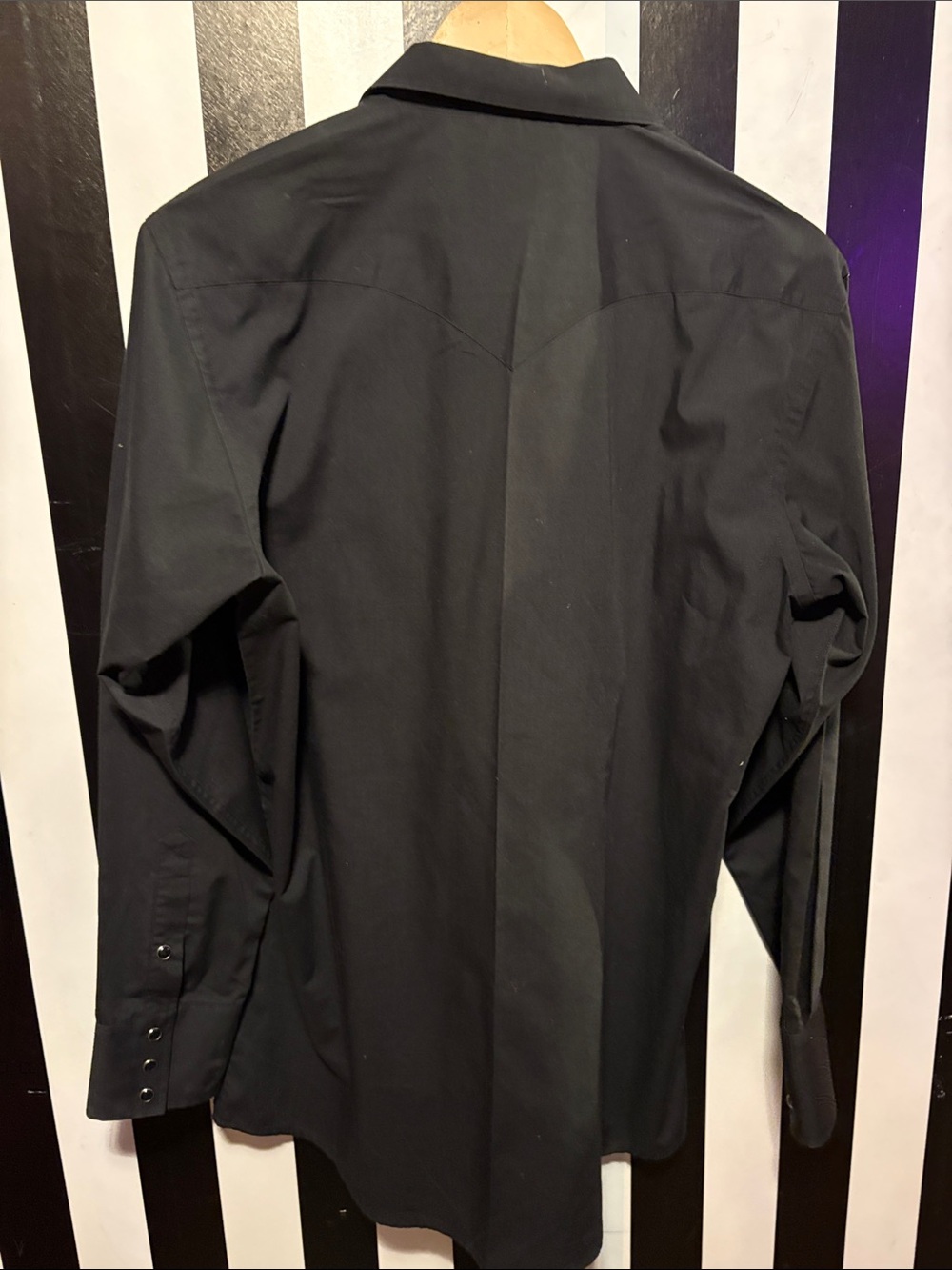 Panhandle Slim Black Men's Dress Shirt Pearl Snap Bib Front Detail Size Medium - Picture 7 of 14